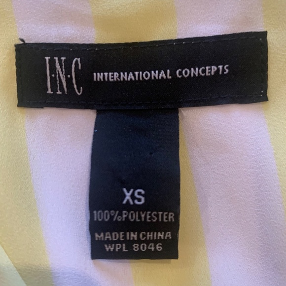 INC International Concepts Yellow Striped Blouse XS - Picture 3 of 3